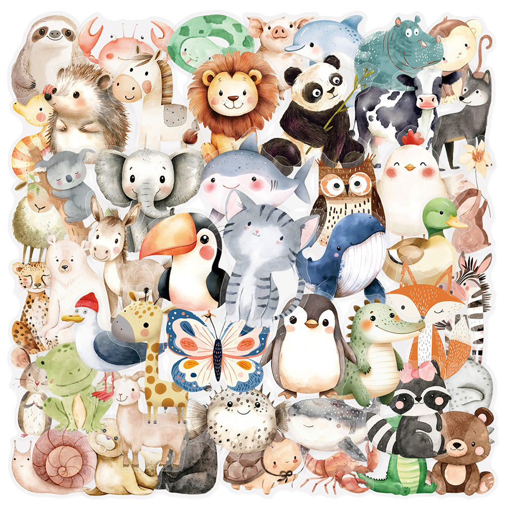 260302 50 Cartoon animals PET Sticker