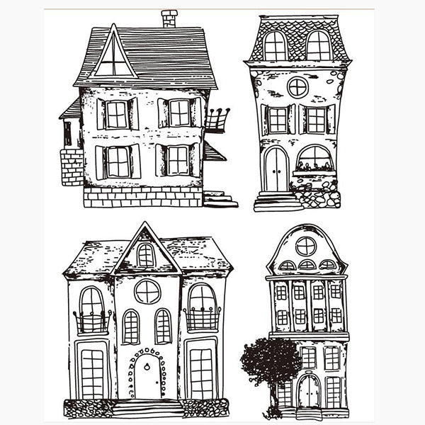Vintage House background Stamp (15 x 18 cm)