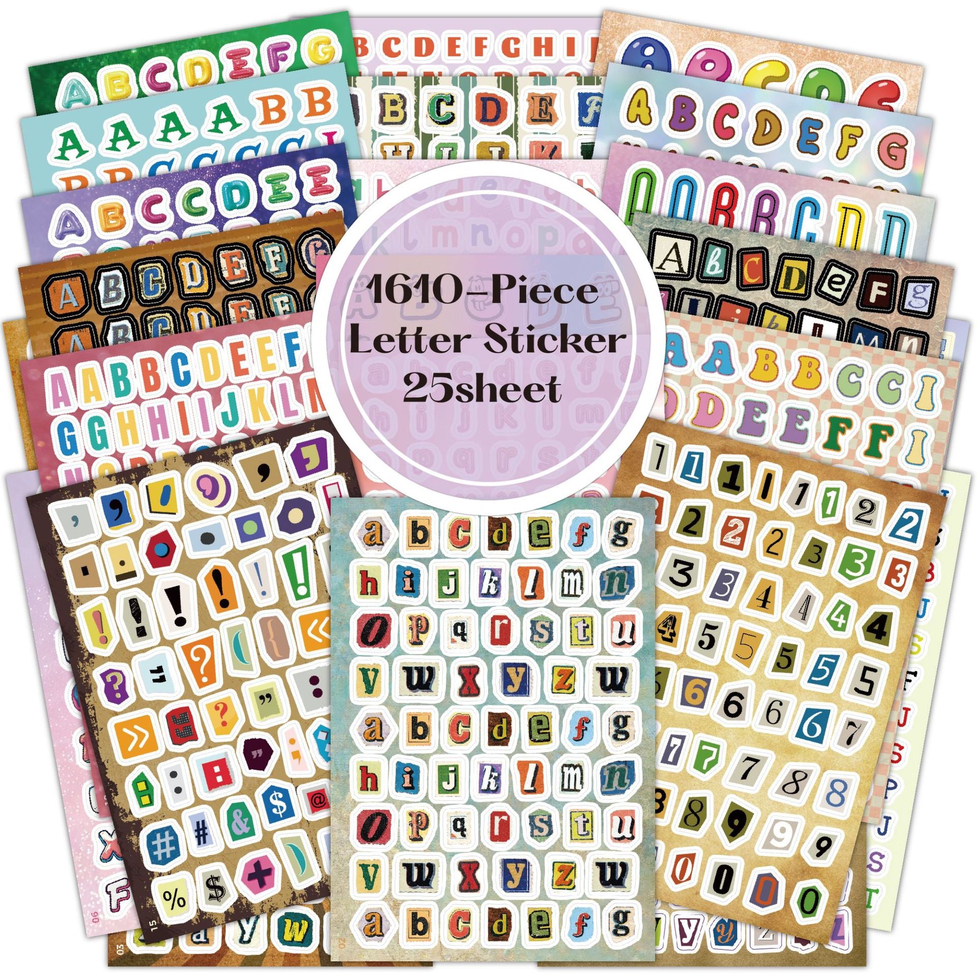 Vintage Alphabet Sticker Book -25Pcs each pack