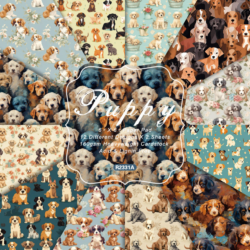 0123 Puppy background paper R2331A -24Pcs each pack