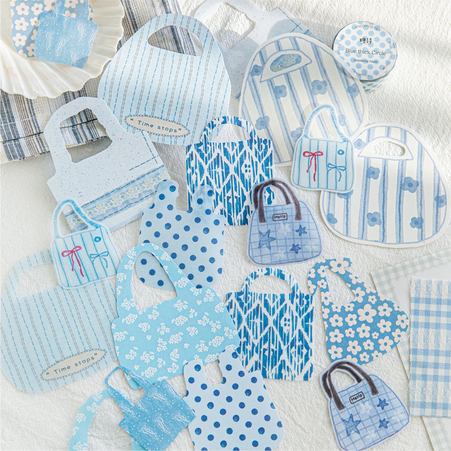 0718 Bag Solid & Washi sticker -20Pcs each pack