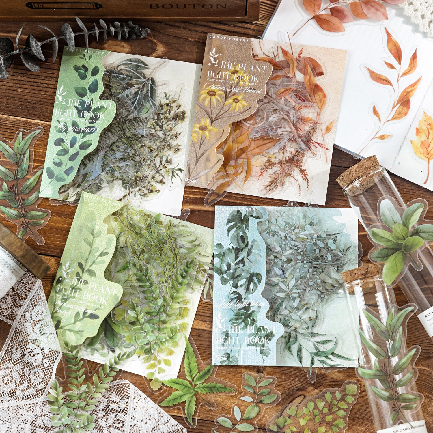 0719 Natural plants PET sticker -30Pcs each pack