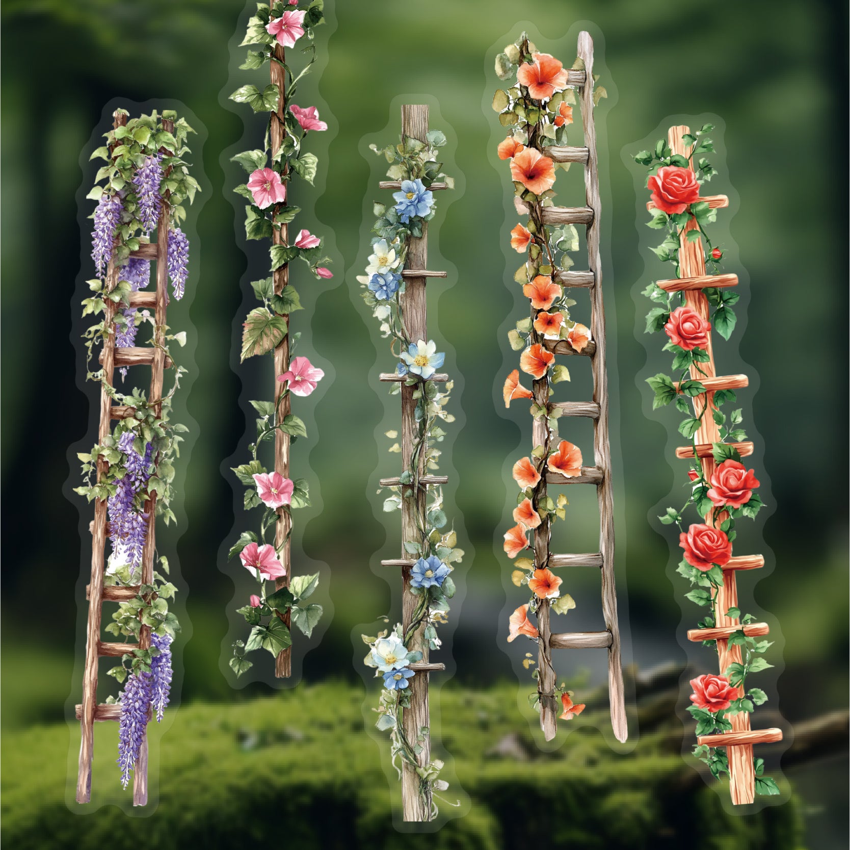 0611 Flower ladder PET sticker -20Pcs each pack