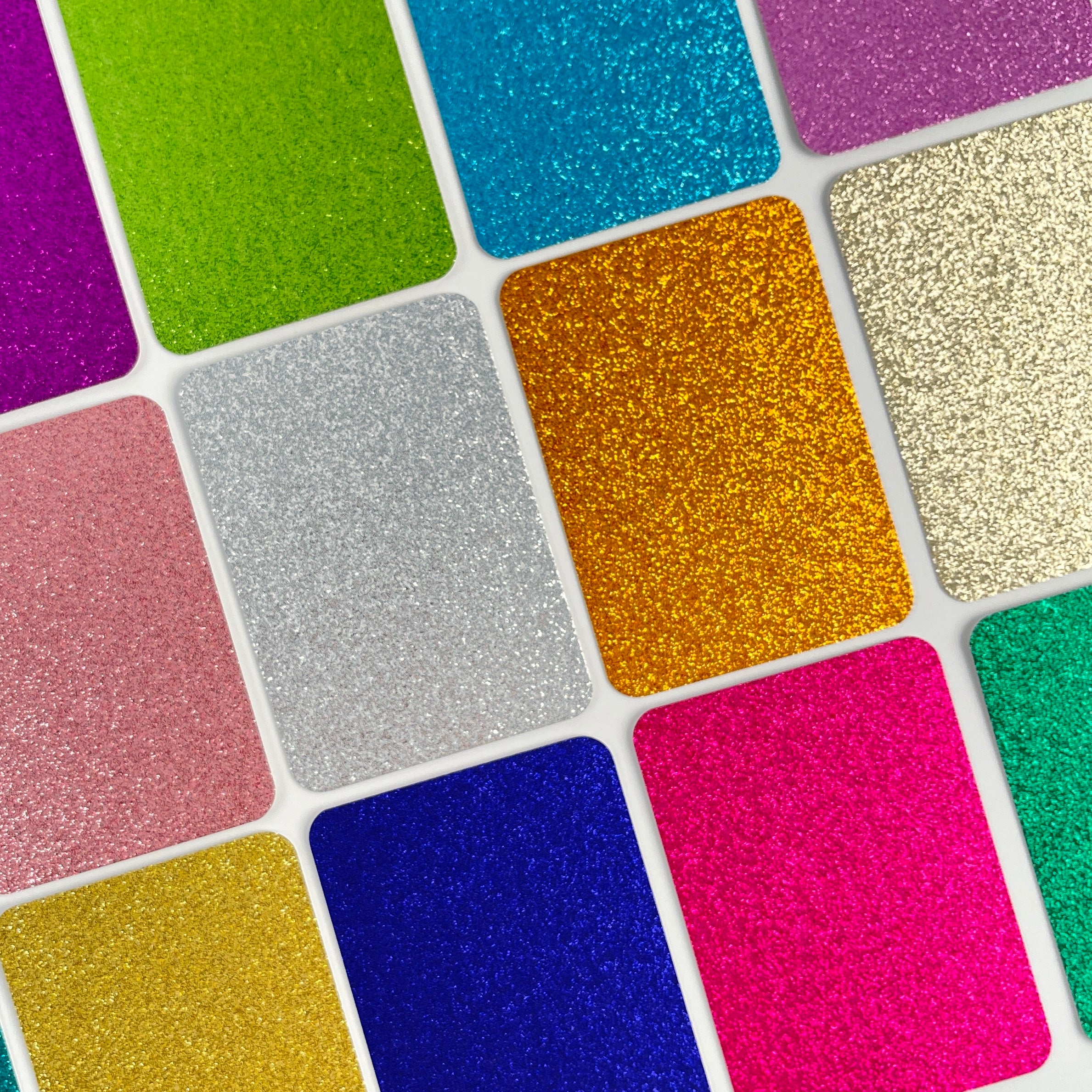 24 Colors Glitter ATC Blanks, Pre-Cut Artist Trading Cards 2.5x3.5 Inches, Rounded Corners Glitter Cardstock Base for Mixed Media, Scrapbooking, Art Swaps