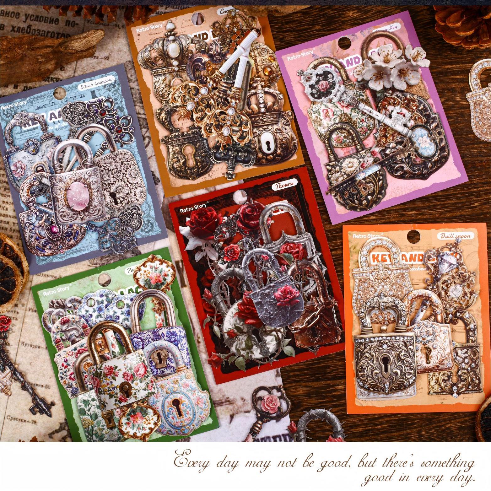 0701 Lock and key cardstock sticker -30Pcs each pack