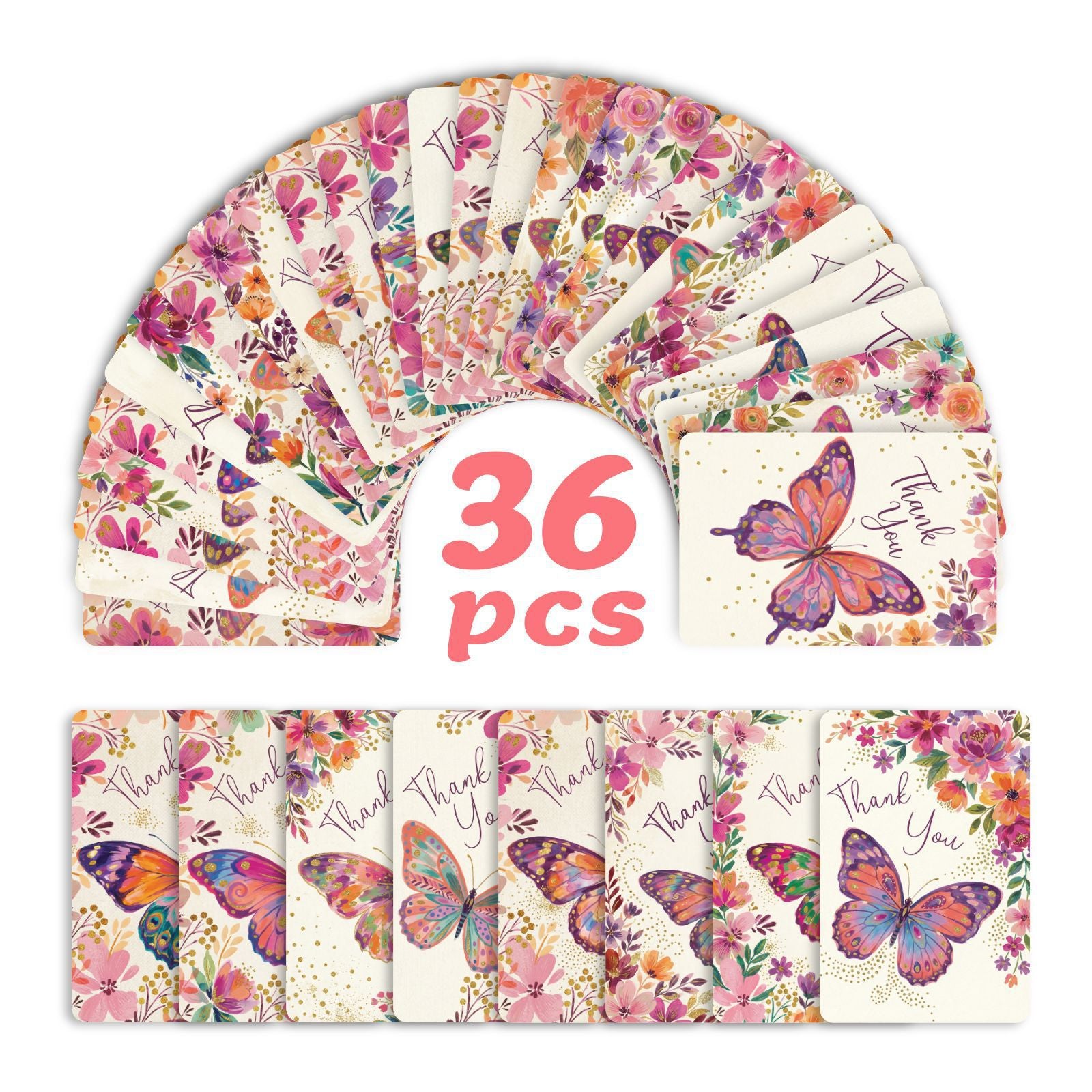 Flowers and Butterfly Cardstock 36pcs (2.36 × 3.5 inch)