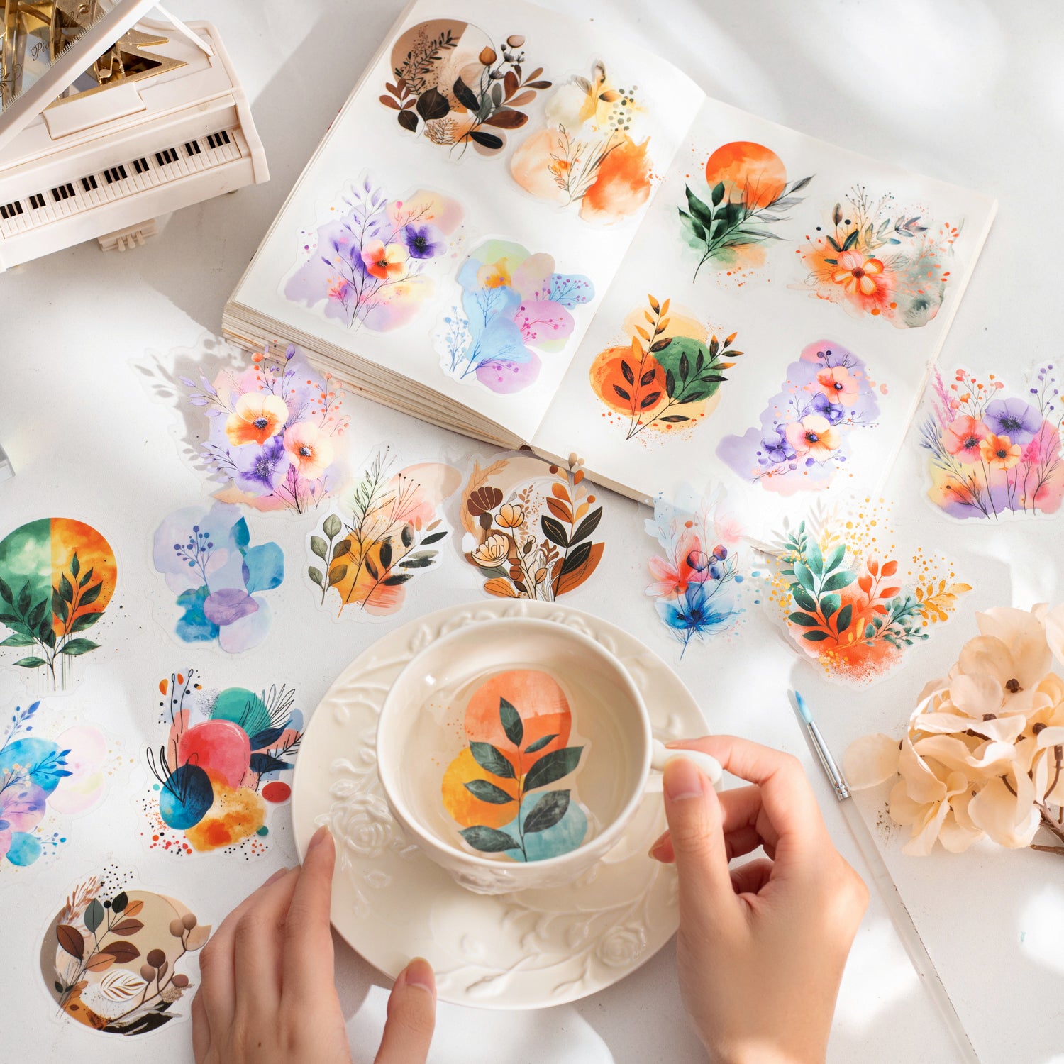 0731 Flowers and plants PET Sticker -6Pcs each pack