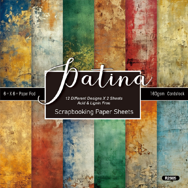 Vintage Patina Background Paper R2605 -24Pcs each pack