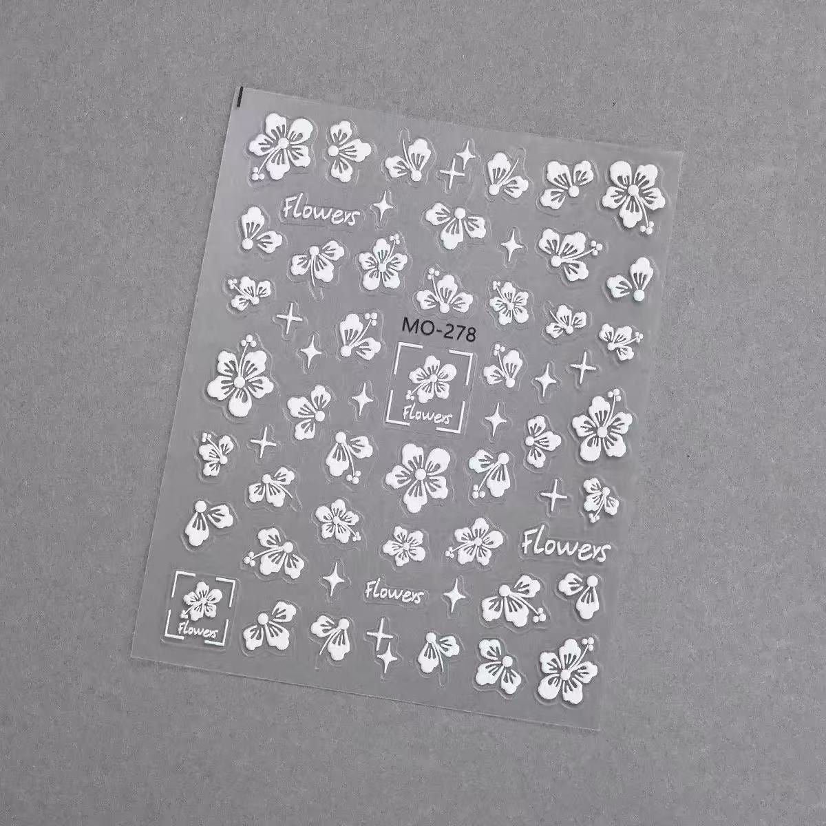 M262- White flower Embossed Mini sticker 1 Pcs