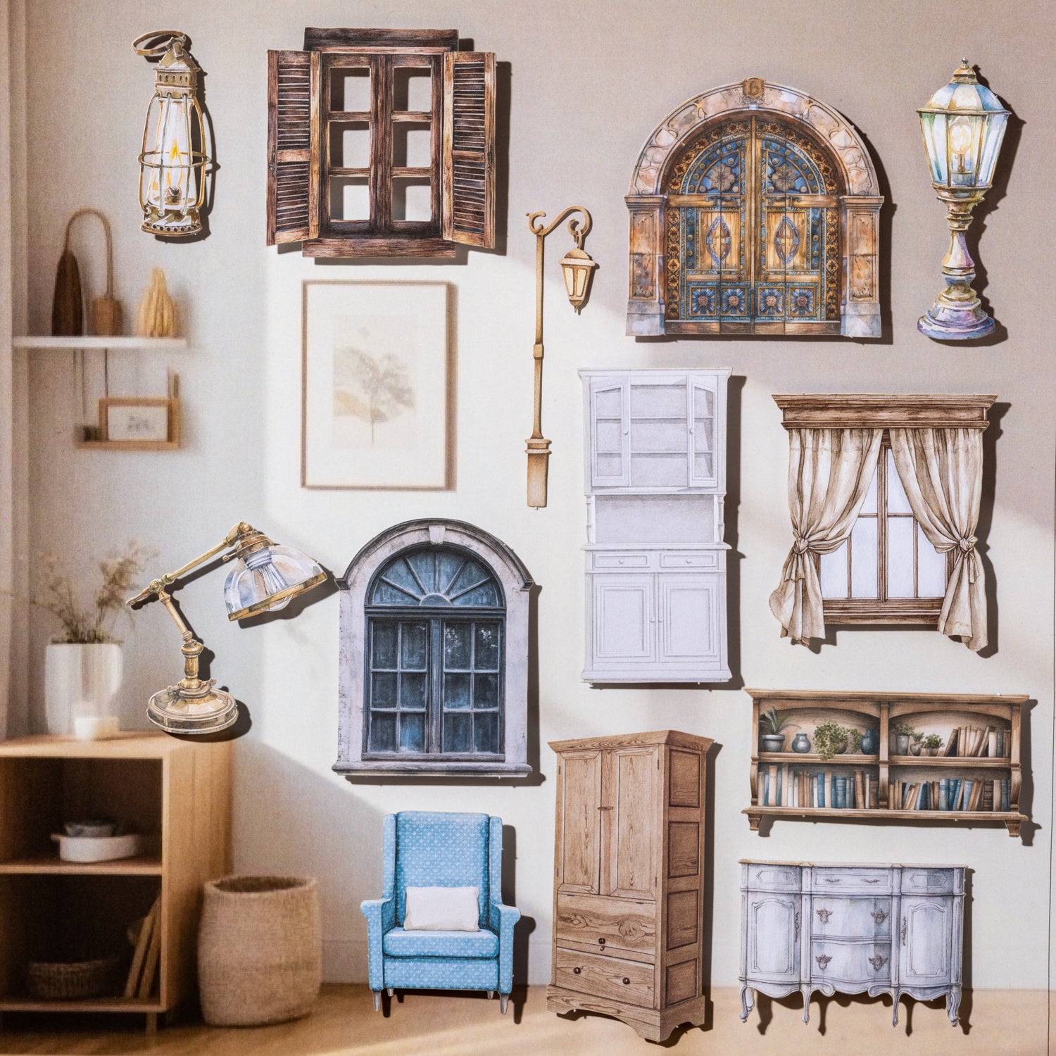 0615 Furniture cardstock sticker -10Pcs each pack