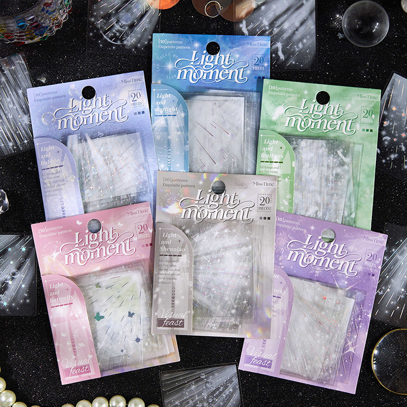 0721 The moment of light falling PET sticker -20Pcs each pack
