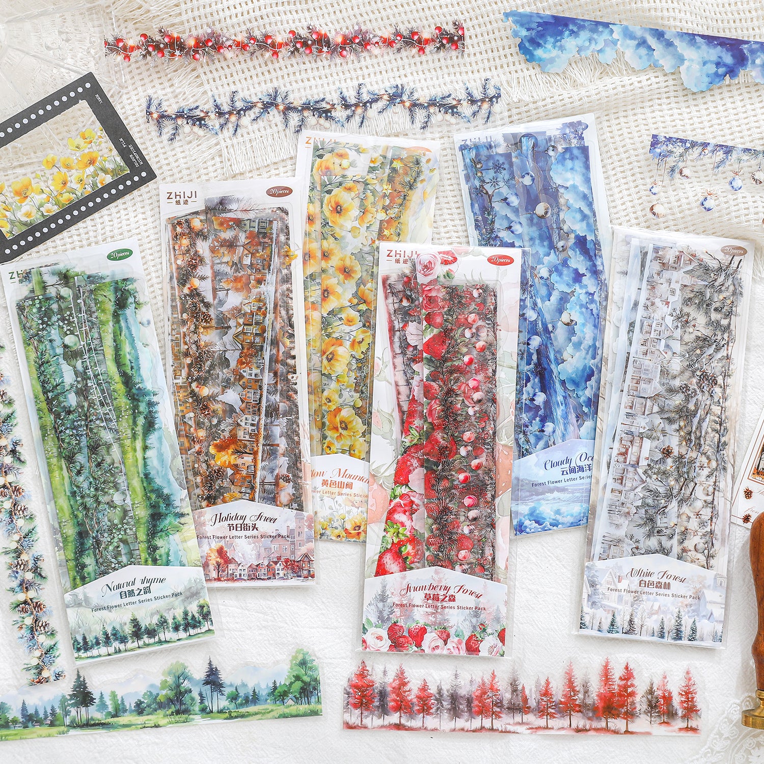 0517 Forest flower letter PET Sticker -20Pcs each pack