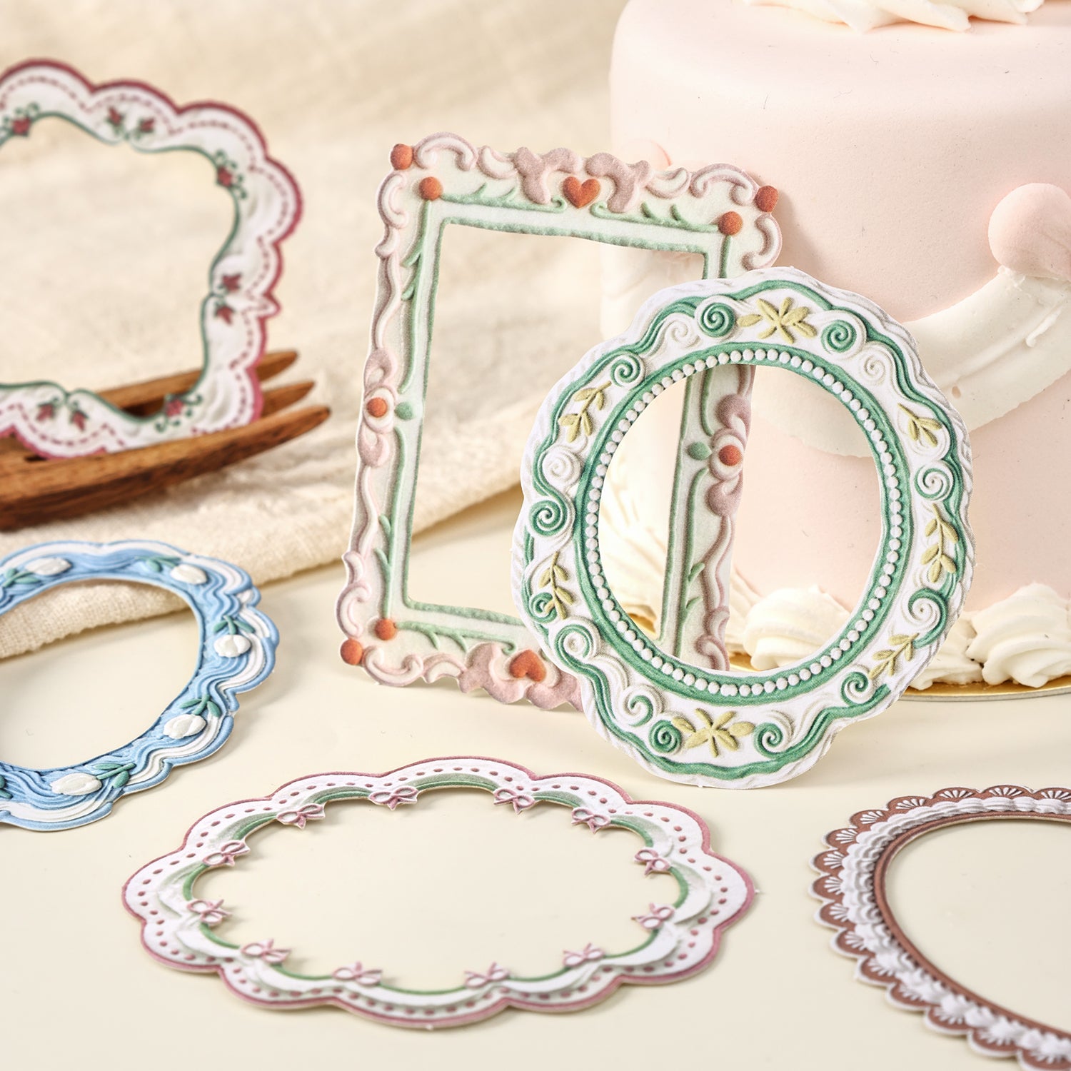 Frame Collection Paper Embossed Sticker -10Pcs each pack