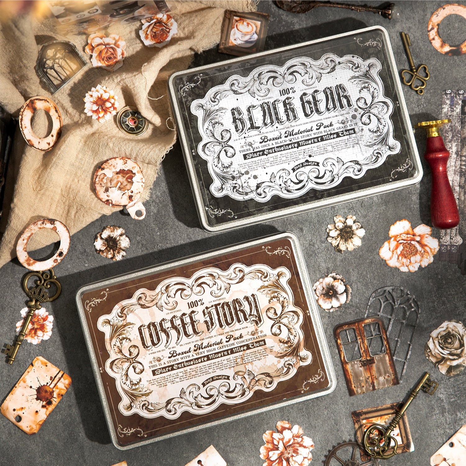 0528 Vintage Flowers and Ink die cut lace cardstock Mixed pack -158Pcs each pack