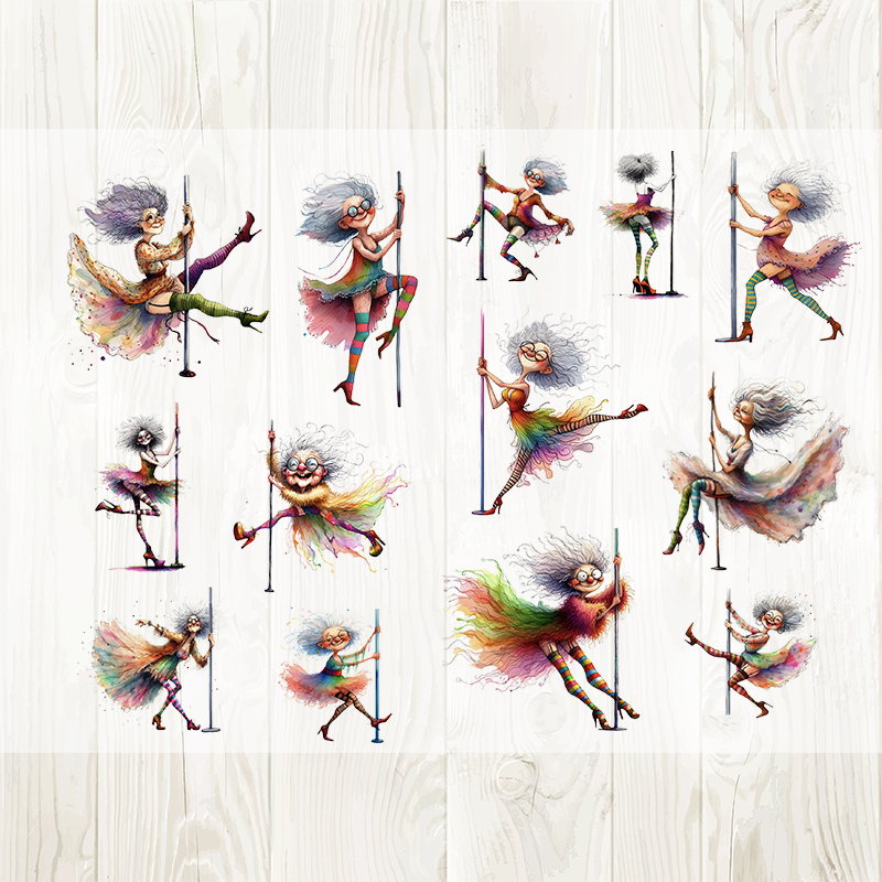 A4 The Dancing Grandma matte PET pre-cut large sticker 1 pack 1 sheets