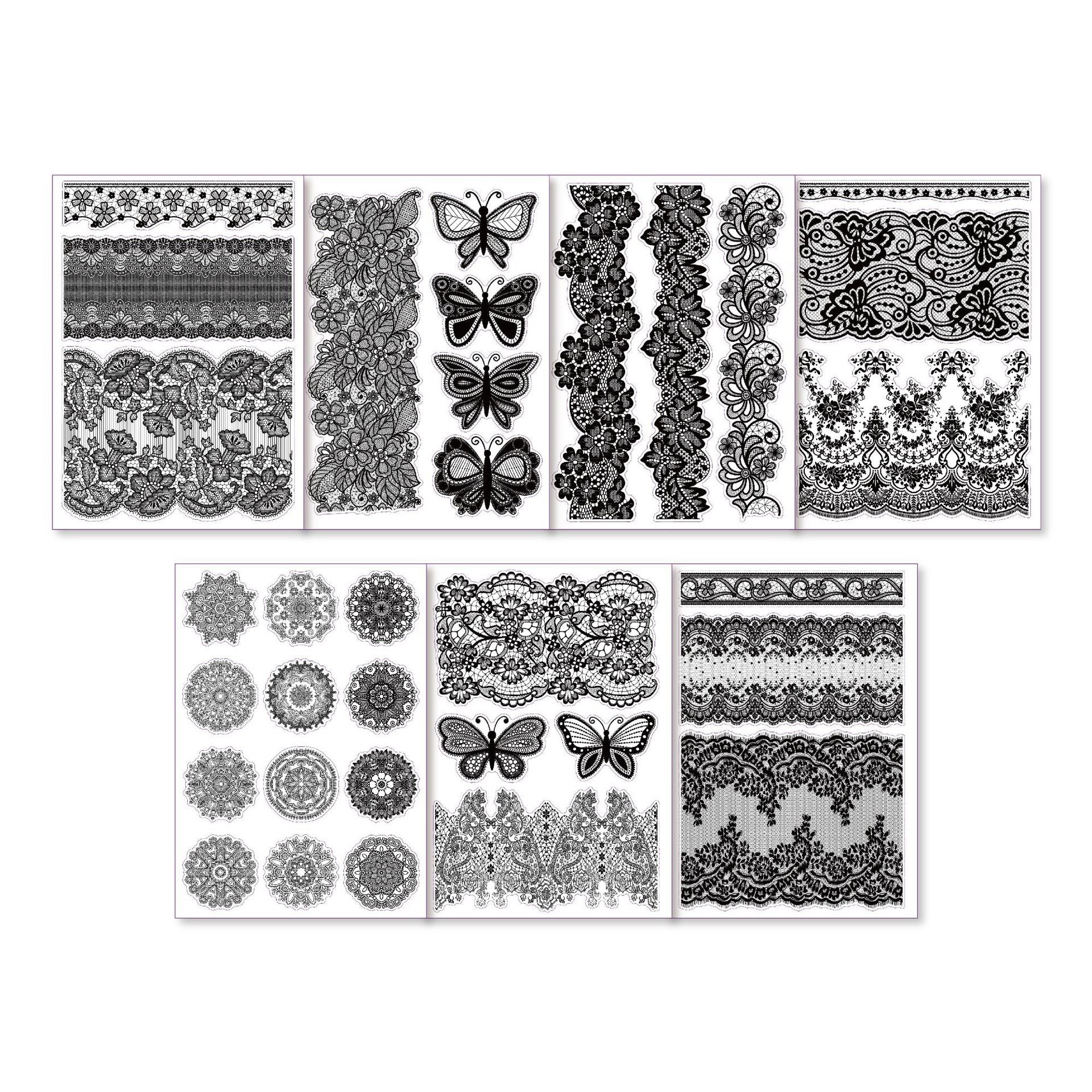 Black lace stickers, 7 sheets per pack, 14.8*10.5cm