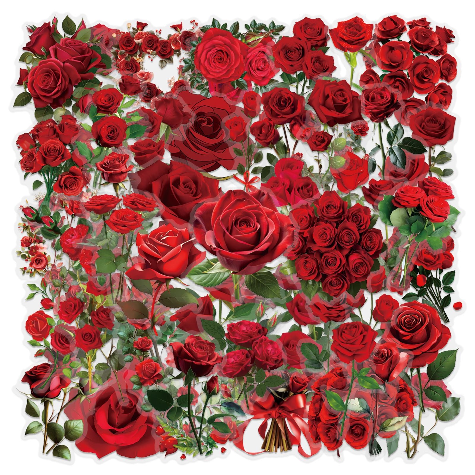 60 Romantic red roses PET Sticker