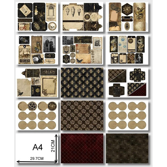 0325 A4 size Gothic Style Paper 14 pcs