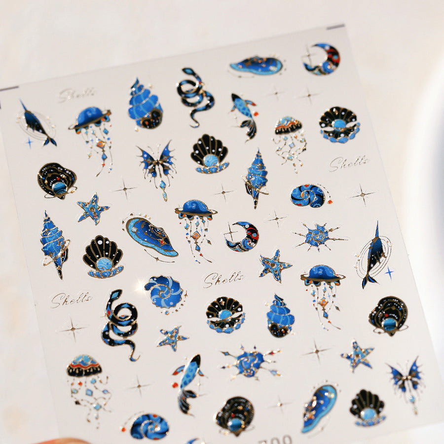 M25- Shells Embossed Mini sticker 1 Pcs