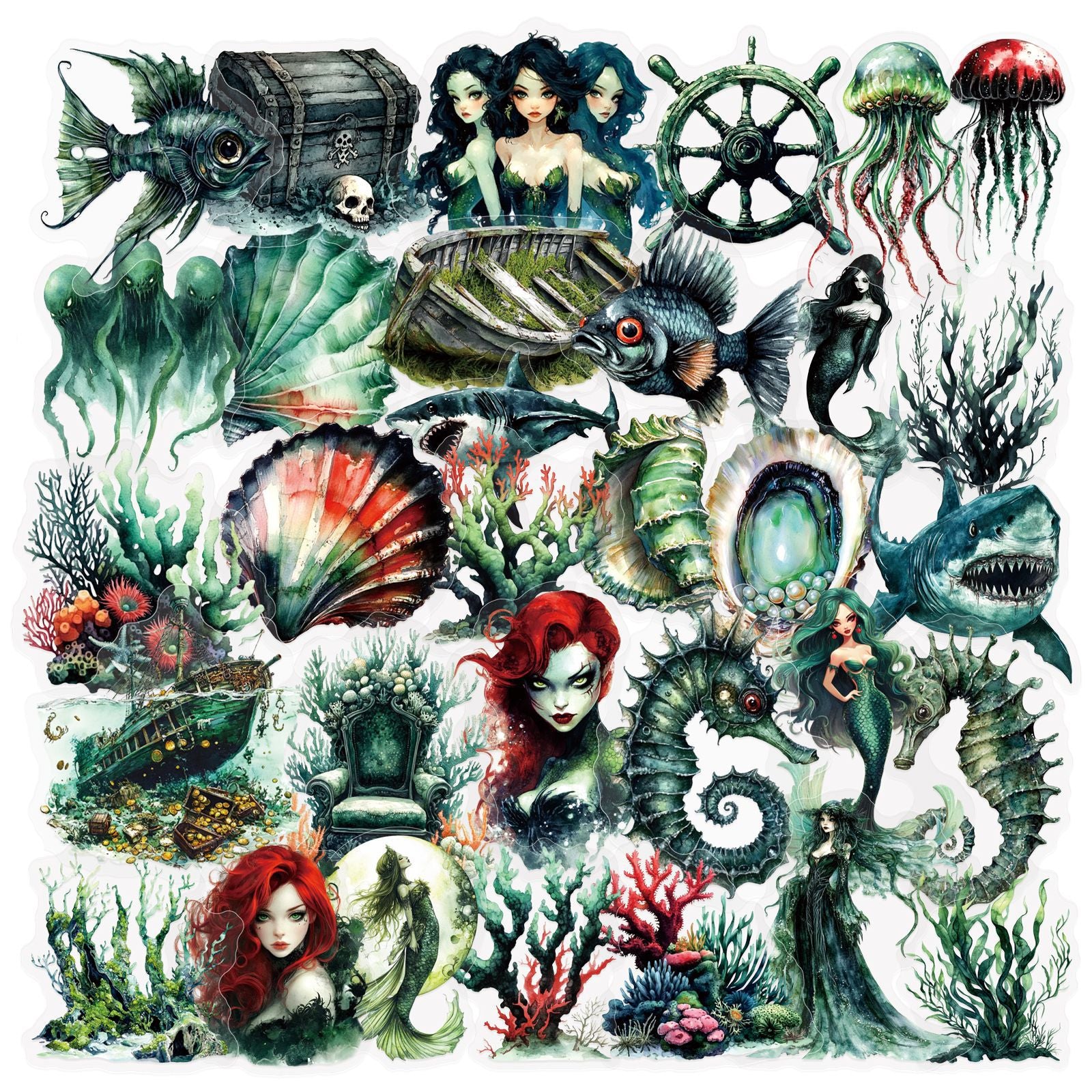 260302 50 Evil Mermaid PET Sticker