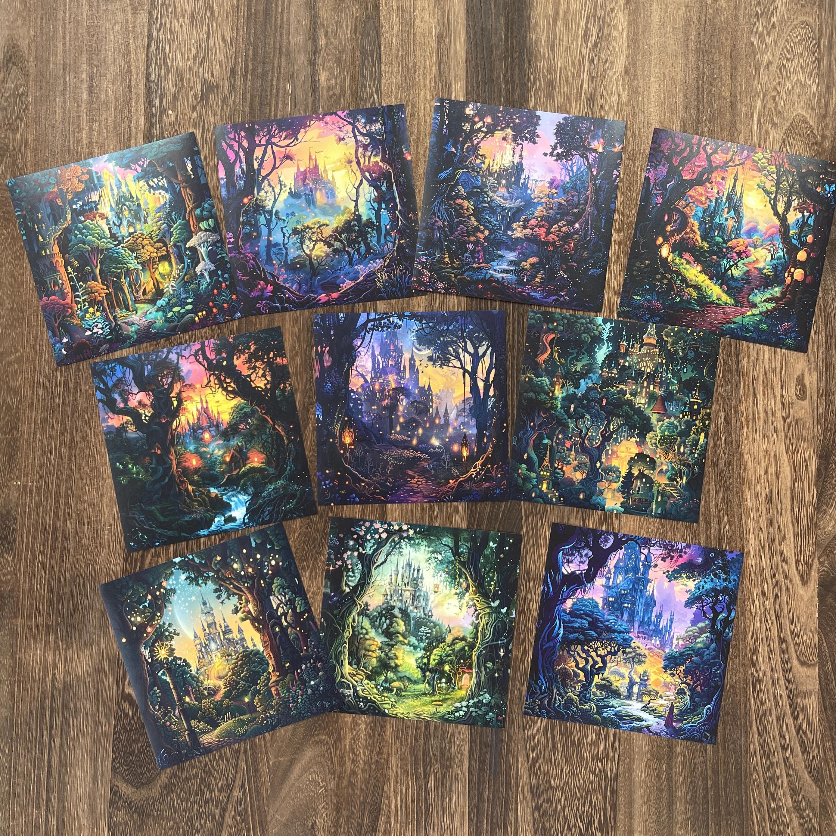 0818 Witch's Castle background paper 15*15cm -10Pcs each pack