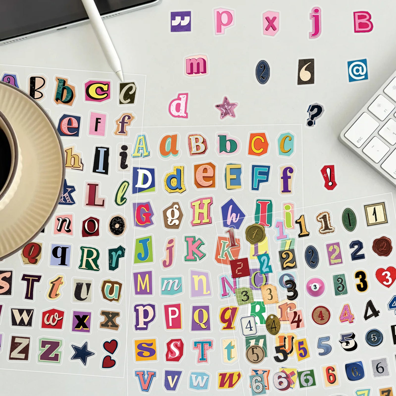 Numbers and Letters PET Stickers -5Pcs each pack