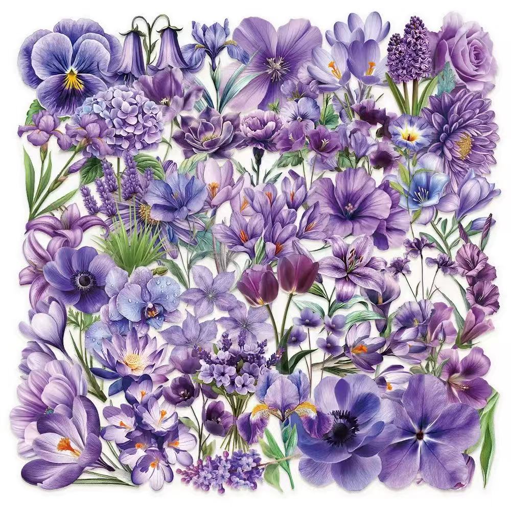 0613 50 Purple flowers PET sticker