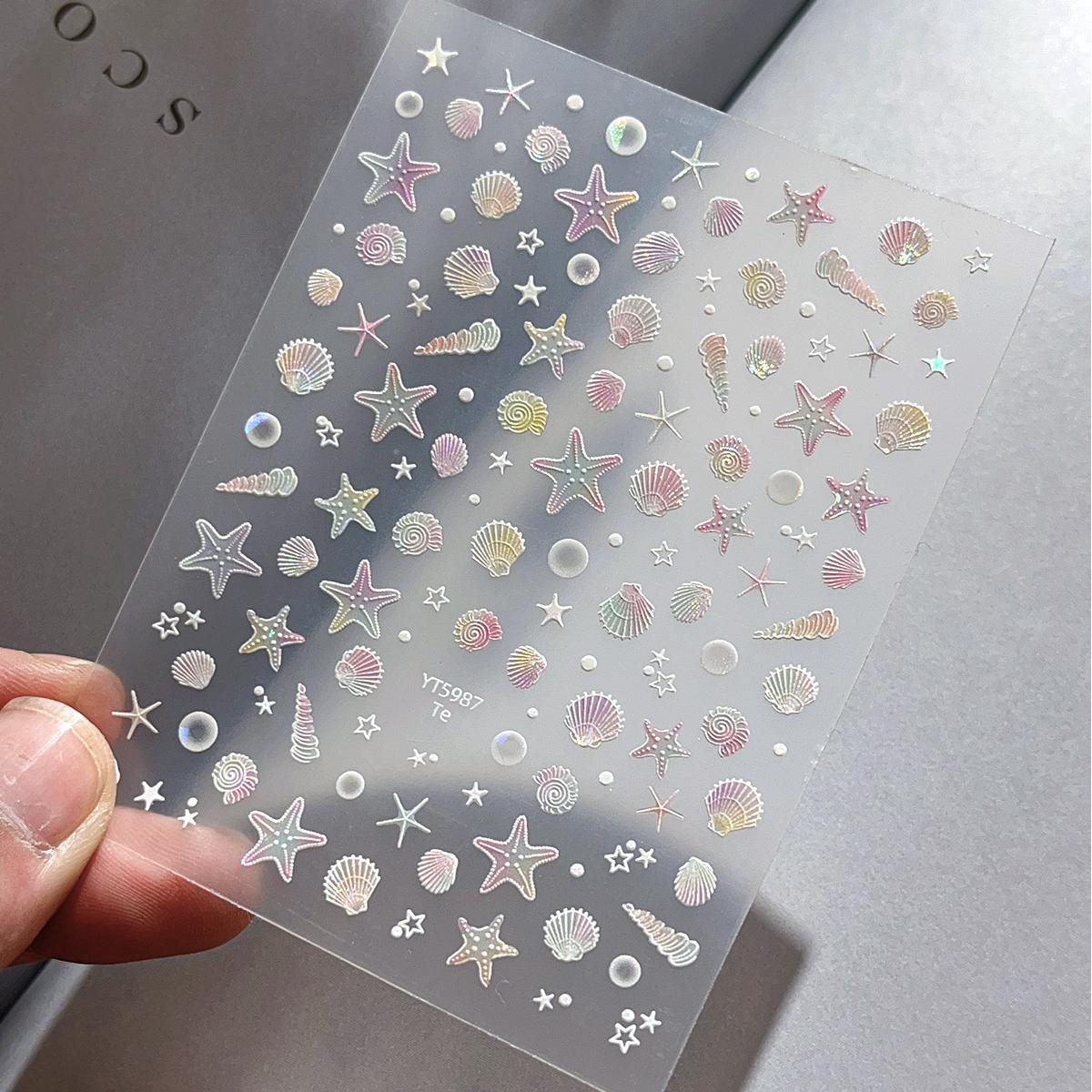0713 M146- Starfish and shells Embossed Mini sticker -1Pcs each pack