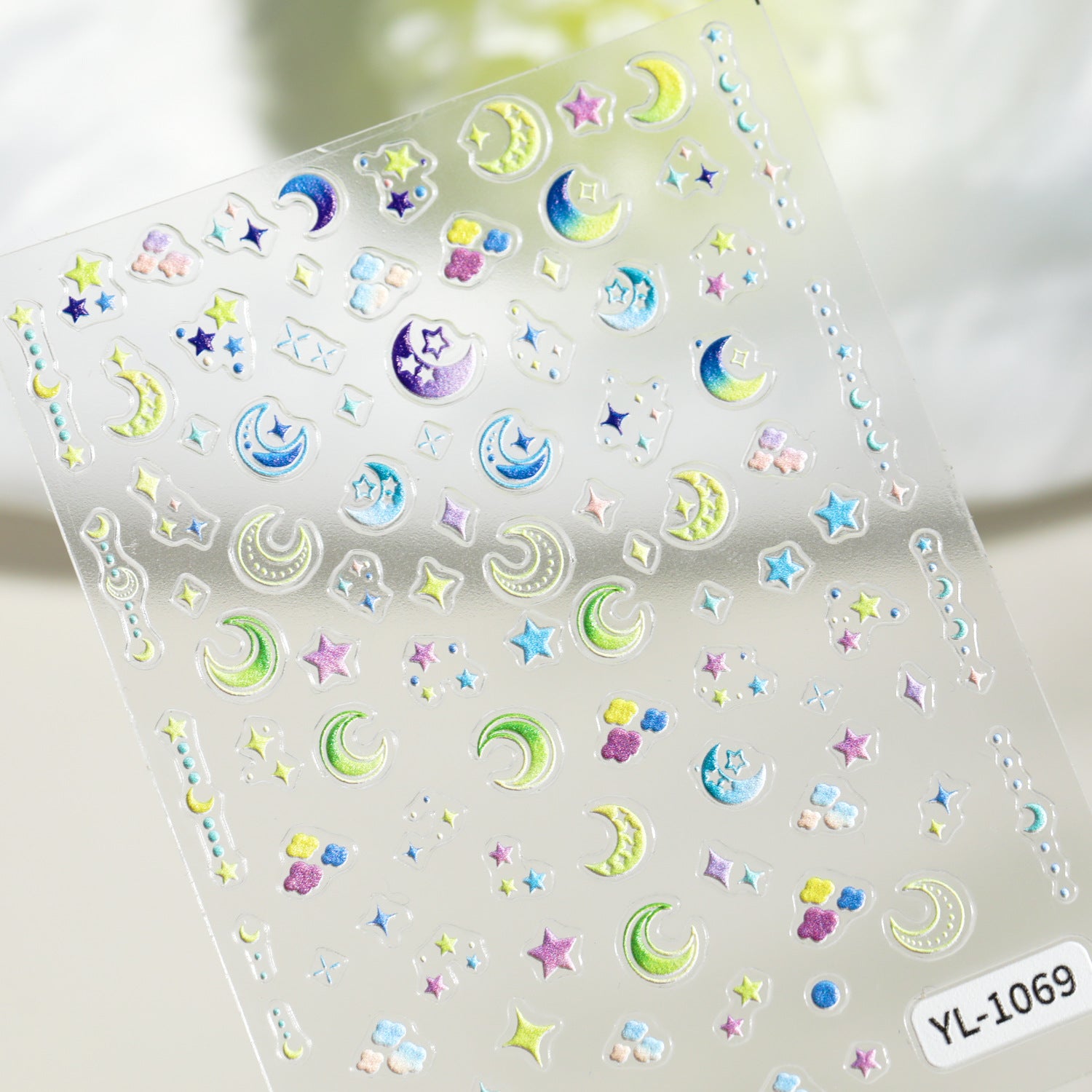 M305- Star and Moon Mini Embossed sticker 1 Pcs