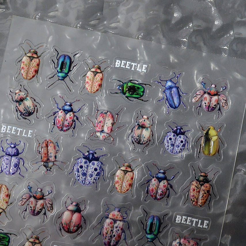 1025 M251- Beetle Embossed Mini sticker 1 Pcs