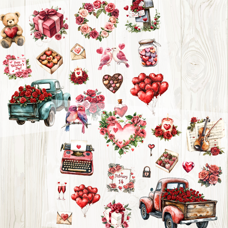 A4 Valentine's Day matte PET pre-cut large sticker 1 pack 2 sheets
