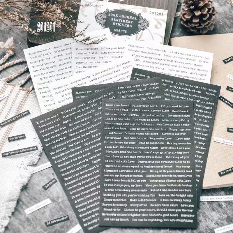 Vintage Distressed Typewriter Font Quote Stickers 201201 -8Pcs each pack