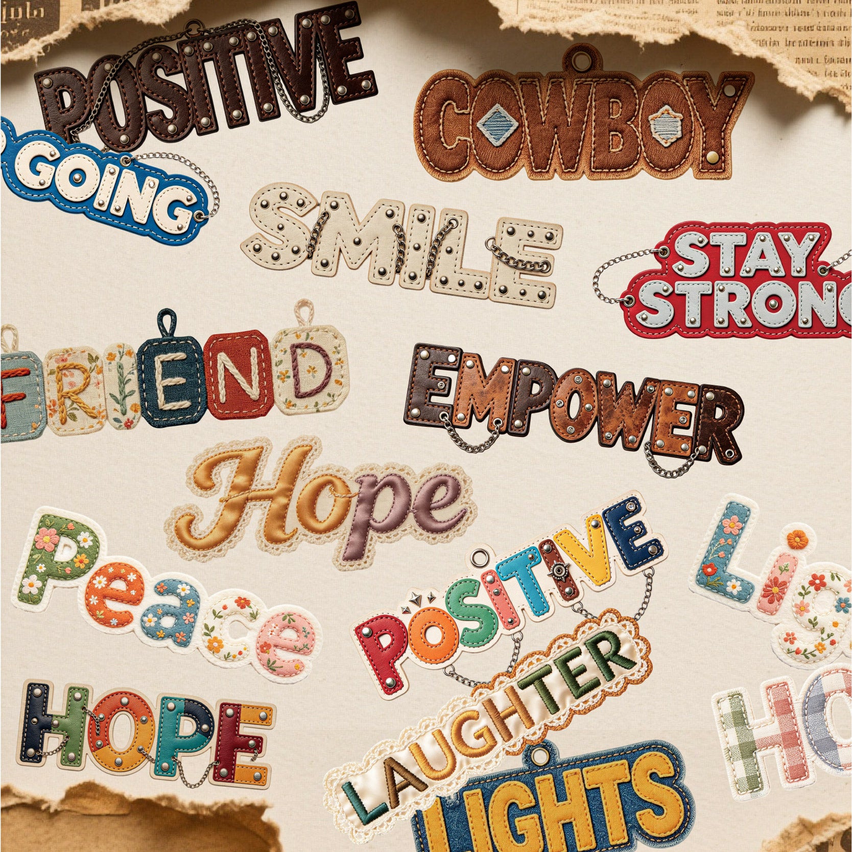 Stitch Words Cardstock Sticker -10Pcs each pack
