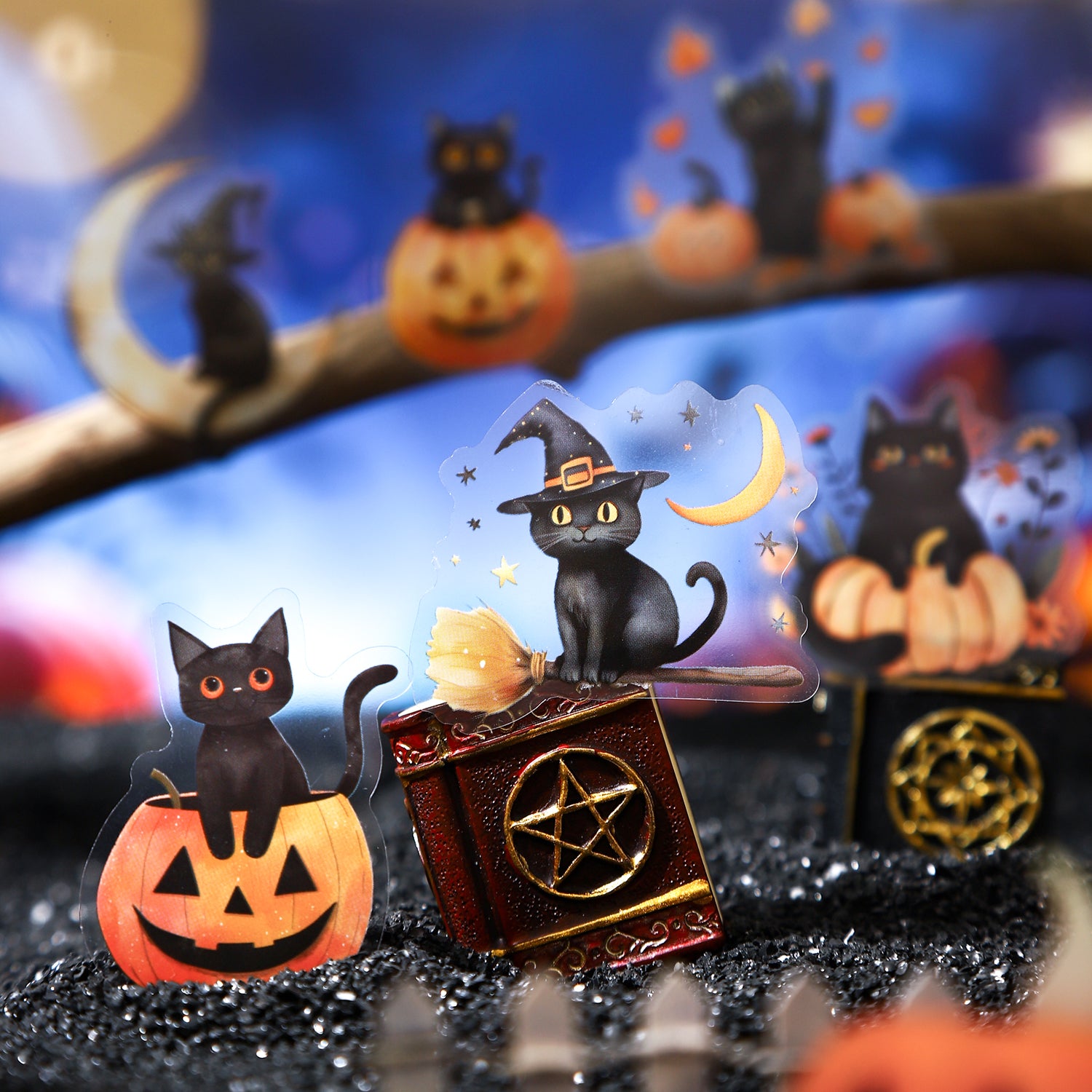 0806 Halloween black cat PET Sticker -1Pcs each pack