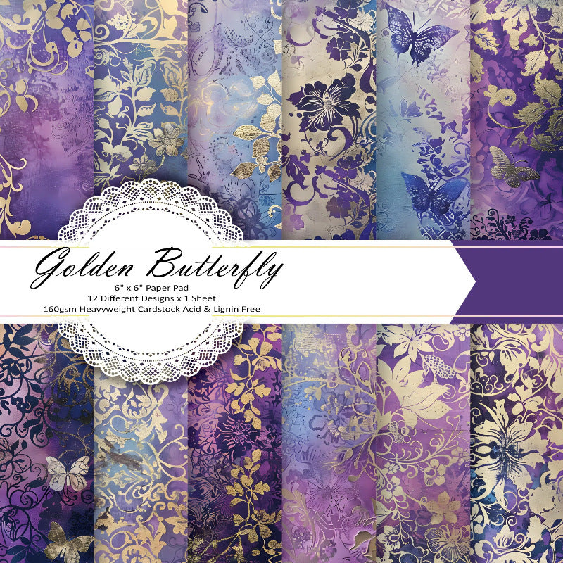 Golden Butterfly Background Paper -12Pcs each pack