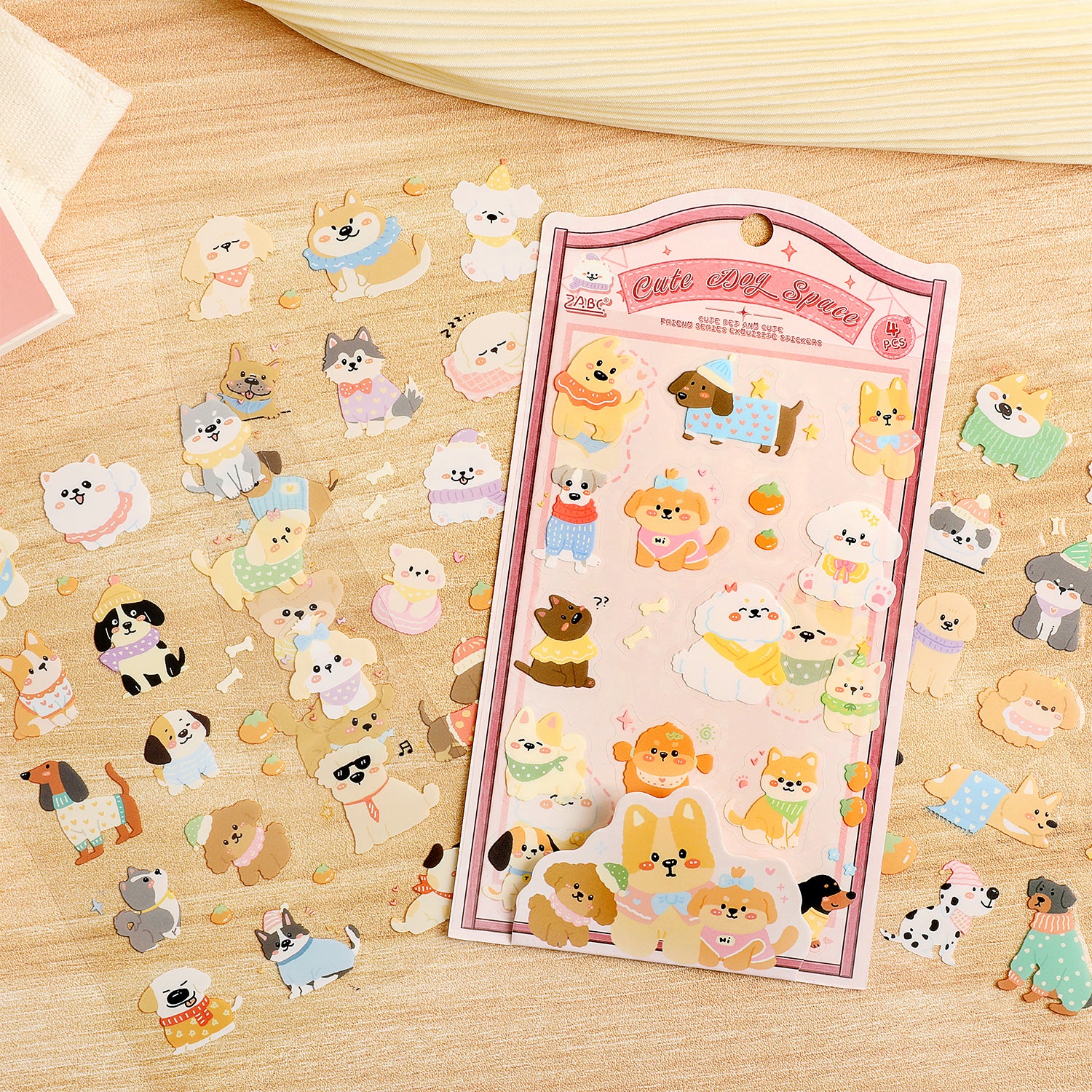 Cute Pets PET Die-cut Stickers -4Pcs each pack