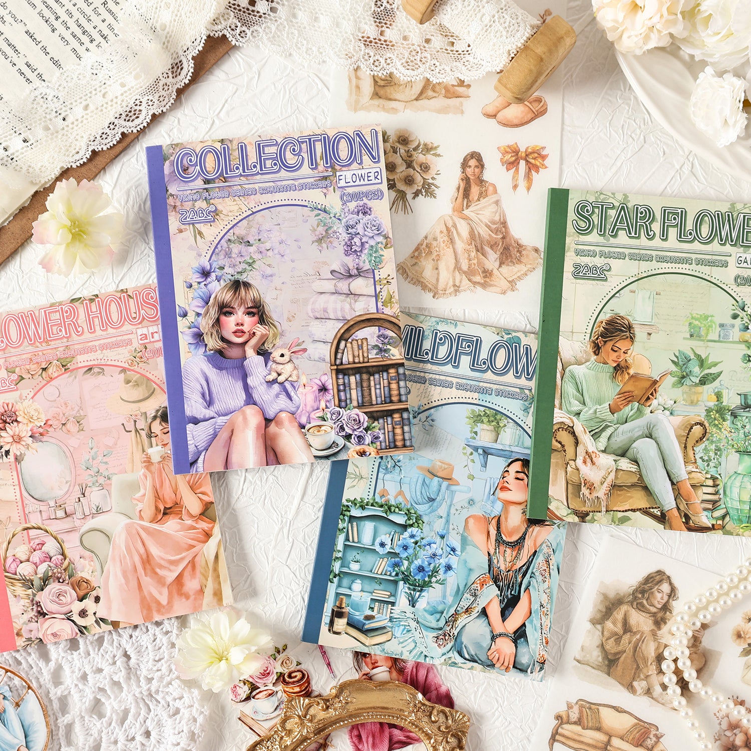 0717 Flowers and girls Sticker Book -20Pcs each pack