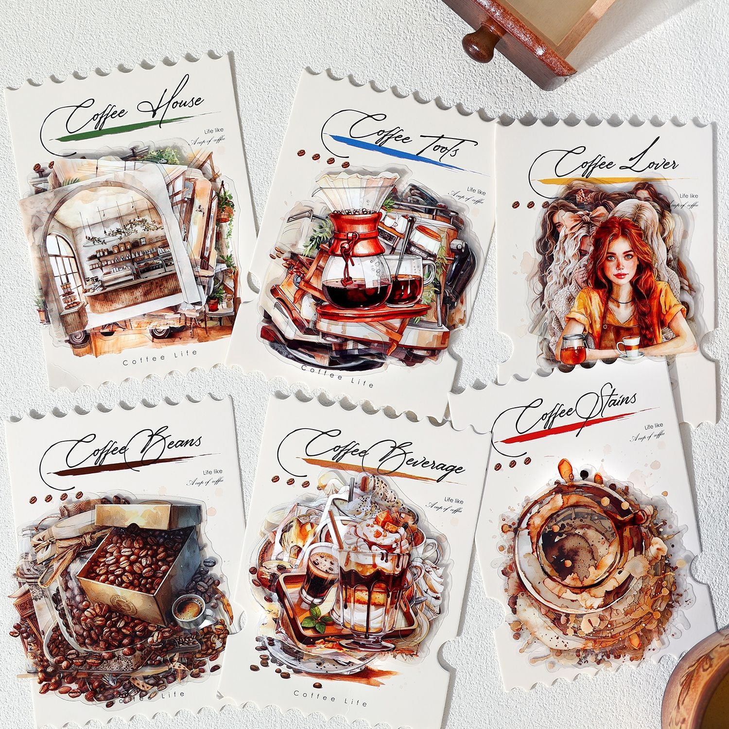 0619 Coffee life PET Sticker -20Pcs each pack