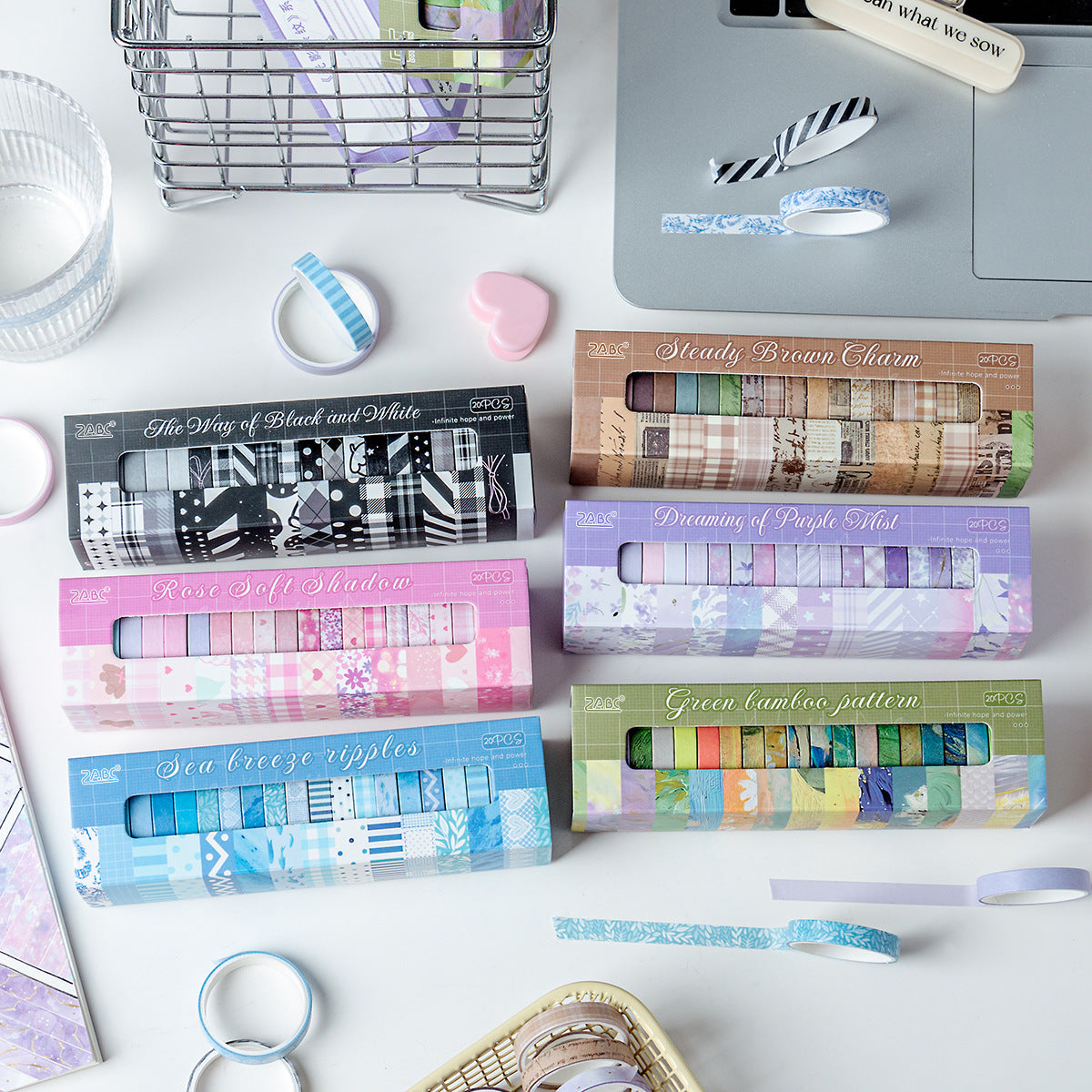 0719 Light and shadow stripes Washi Tape Set 20 rolls 0.7cm*2m