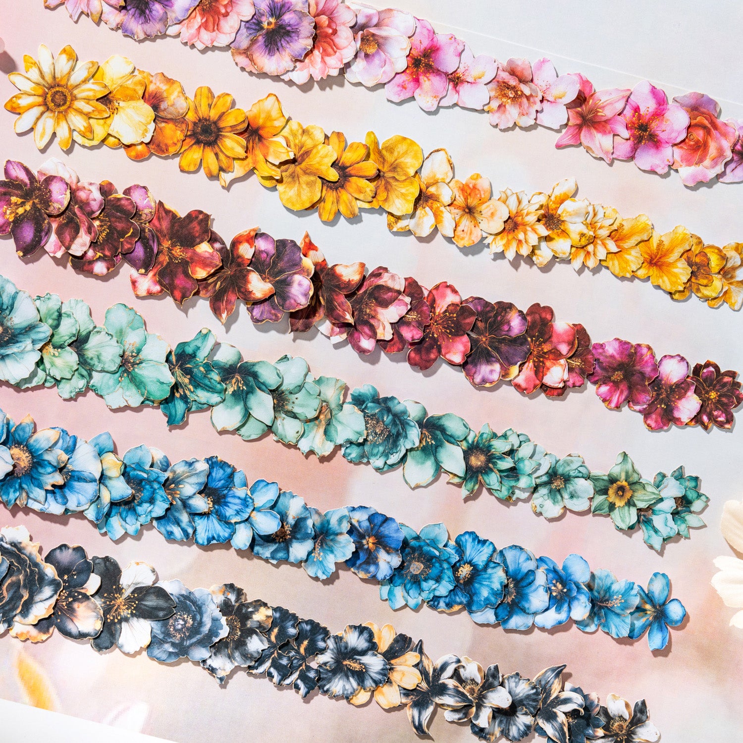 0520 Basket of Flowers Paper Sticker -30Pcs each pack