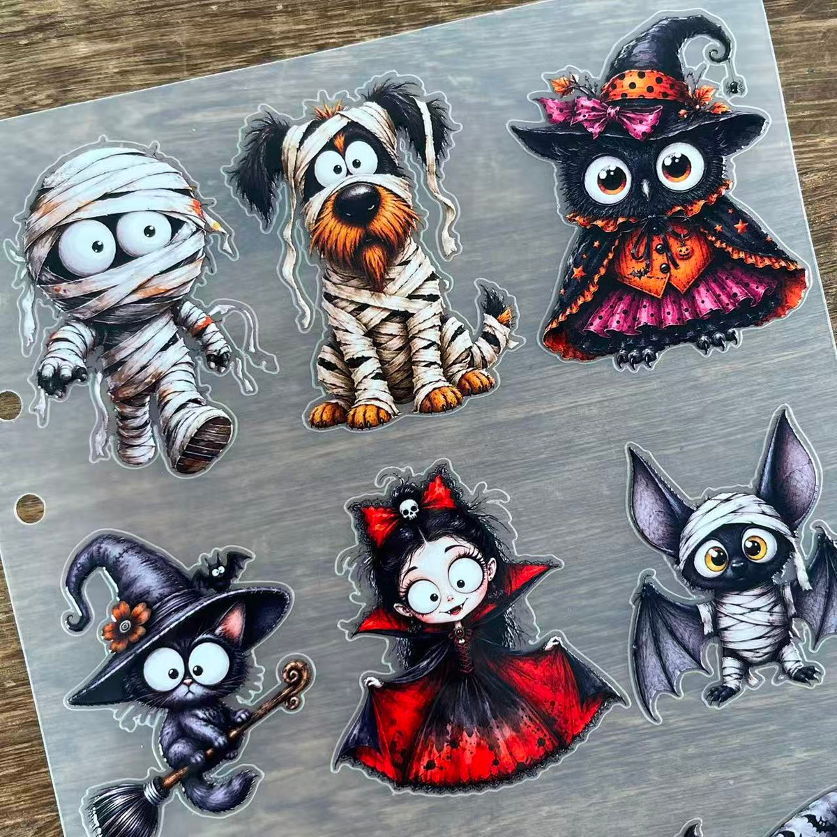 3D Dark Halloween Characters PET Sticker 1 Pcs