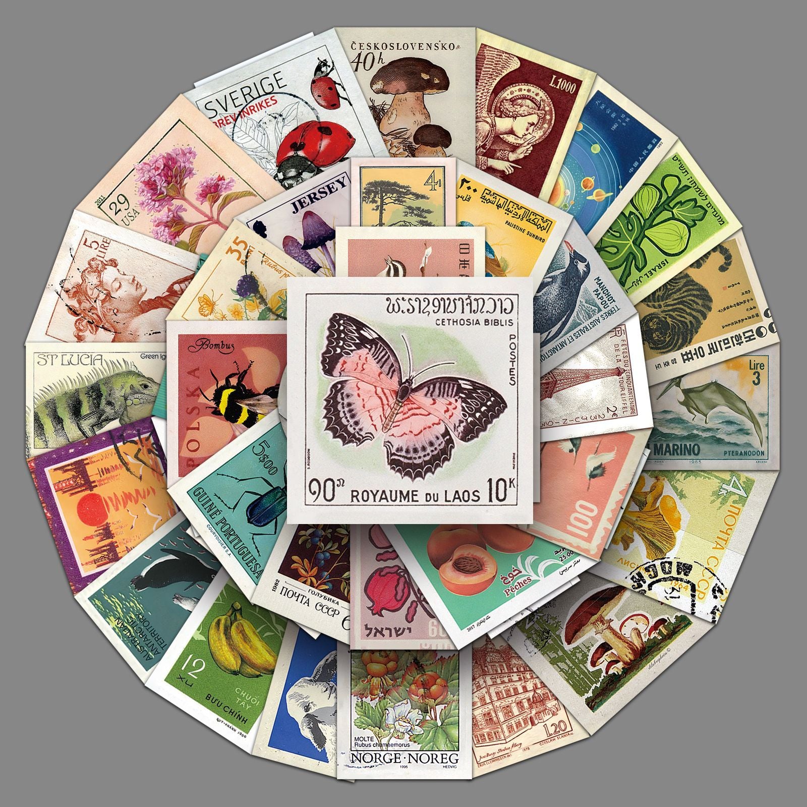 50 Vintage stamp Stickers