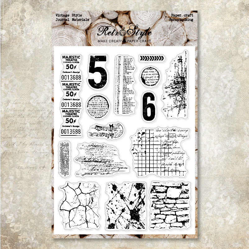 Vintage Ticket Numbers background Stamp (15 x 20 cm)