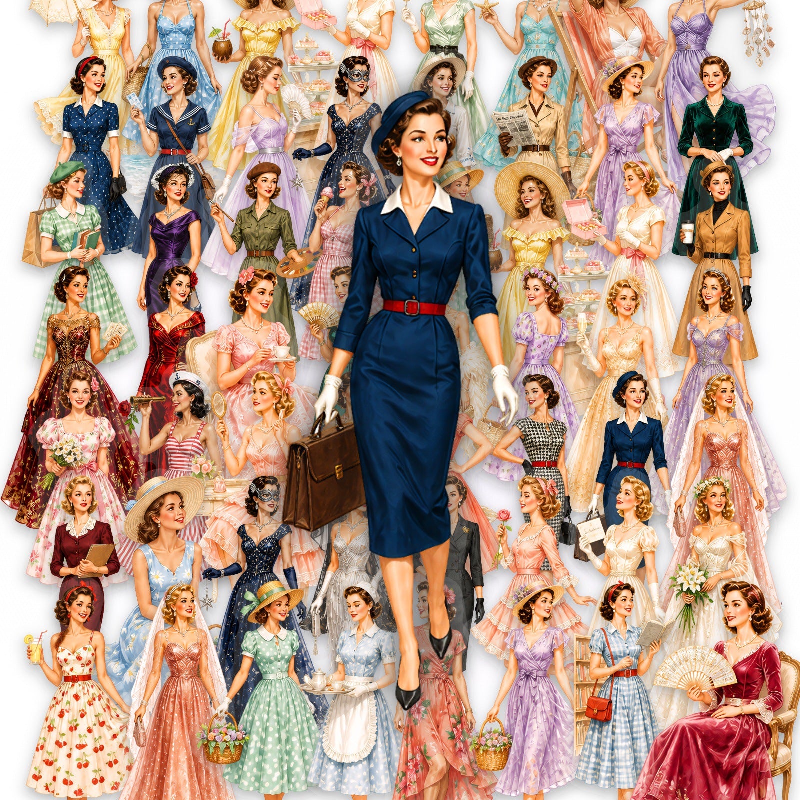 50 Elegant Ladies PET Stickers