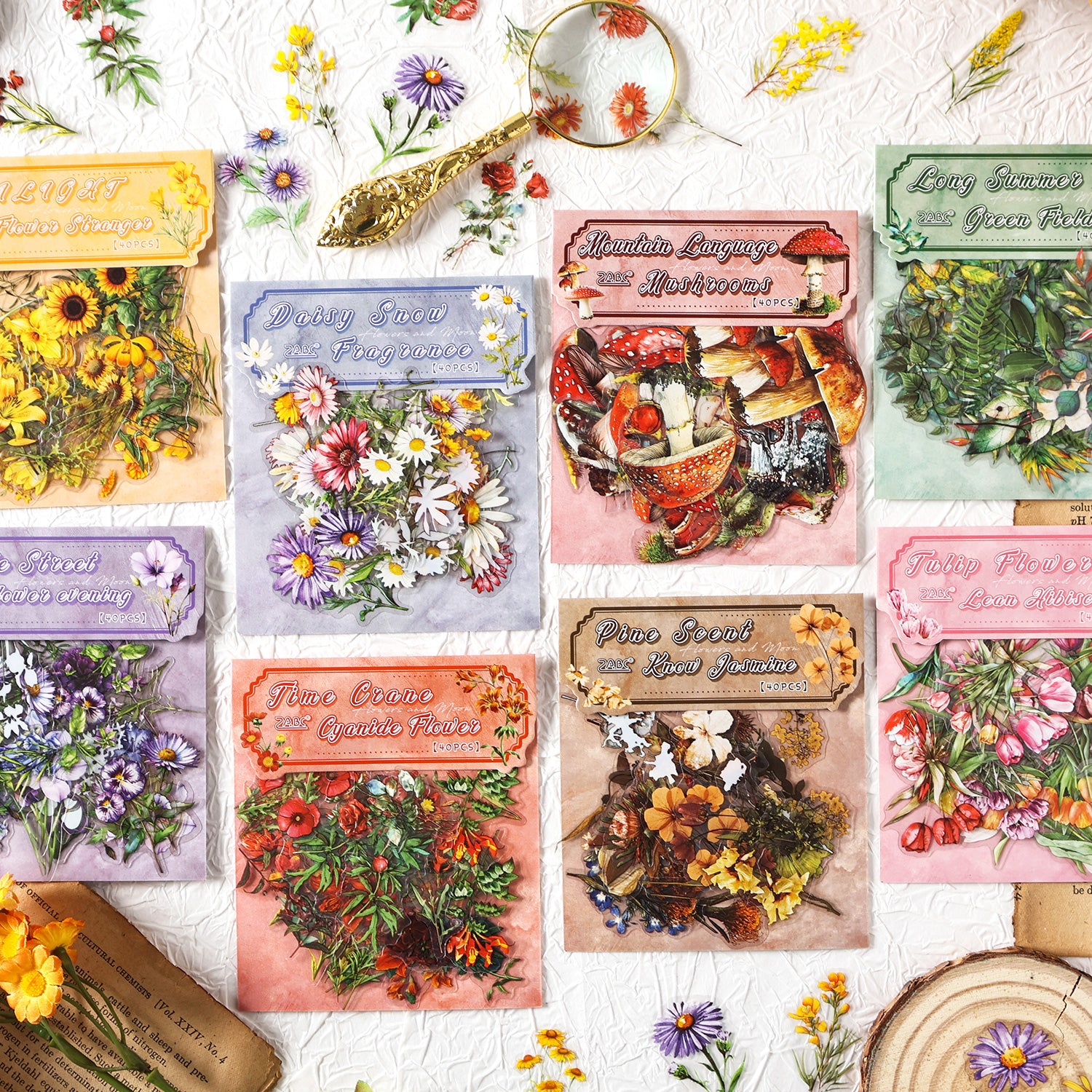 0717 Flowers PET sticker -40Pcs each pack