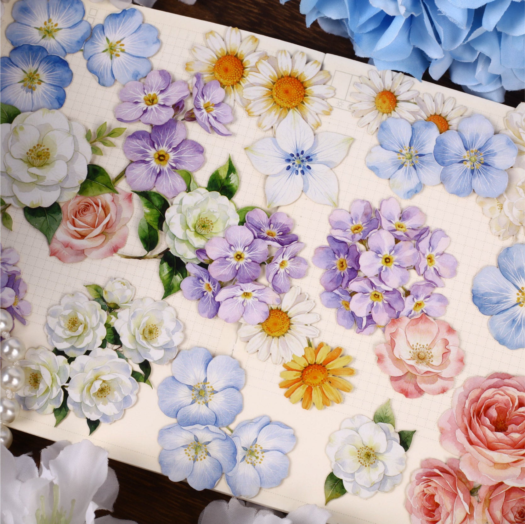 Soft Floral Cardstock Stickers -10Pcs each pack