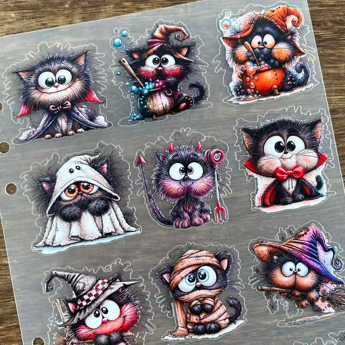 3D Halloween Cats PET Sticker 1 Pcs