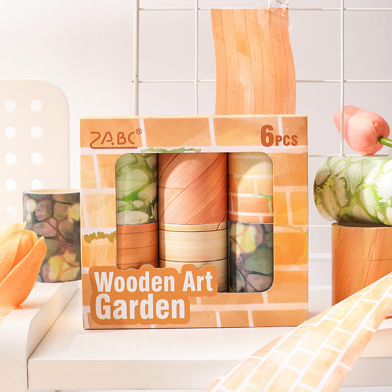 0607 Wooden Art Garden Washi Tape Set 6 rolls 5.5cm*2m
