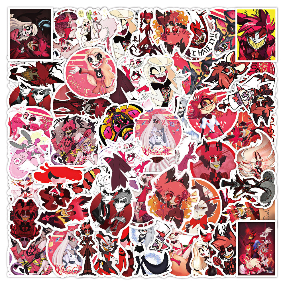 50 Hazbin Hotel Stickers solid with white border
