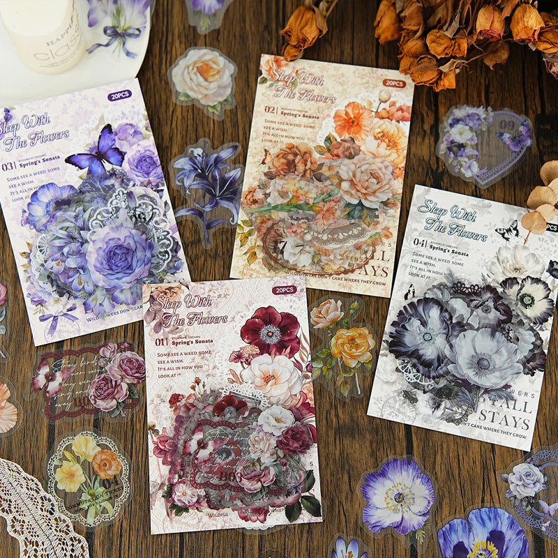 0530 Flowers PET Sticker -20Pcs each pack